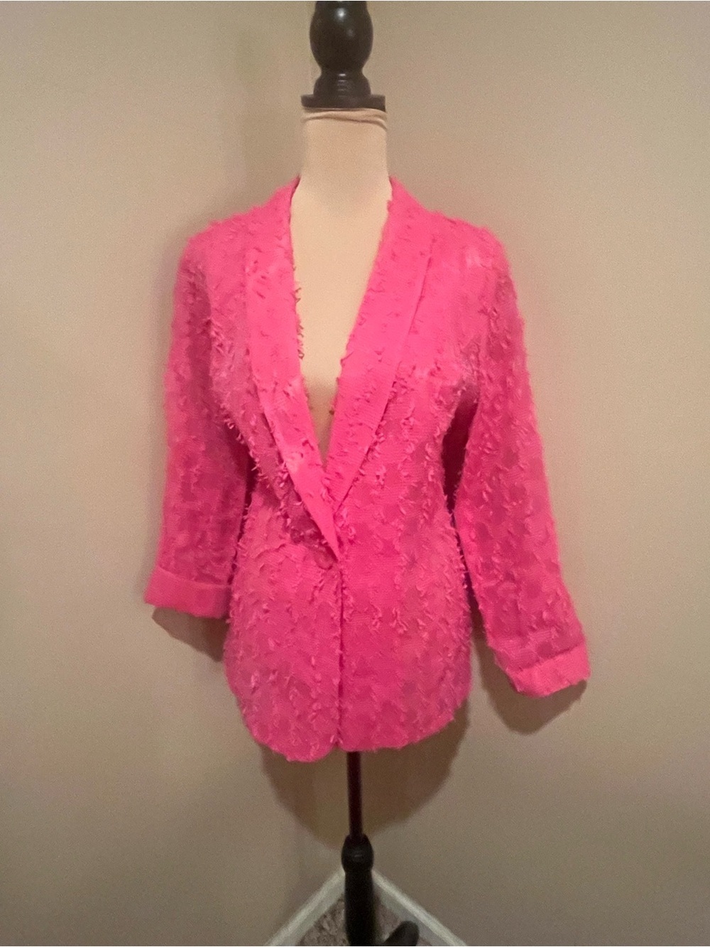 Multiples Hot Pink Eyelash Textured Lightweight Blazer, size Medium